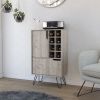 Manhattan L Bar Cabinet; Eight Built-in Wine Rack; Single Door -Light Gray
