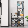 5 Tiers Shoe Rack,Shoe Rack Organizer, Shoe Rack & Coat Rack, Space-Saving Shoe Rack for Closet, Non-Woven Fabric Shoe Shelf,Black