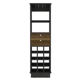 Bar Cabinet Bureck, Living Room, Black / Walnut