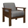 Gray Fabric Upholstered 1pc Accent Chair Walnut Finish Wood Durable Modern Home Furniture Padded Seat and Back