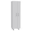 Nala Cleaning Cabinet, Double Door Cabinet, Four Legs, Five Shelves -White