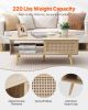 VEVOR Rattan Coffee Table Rectangle Rattan Coffee Table 2-Tier for Living Room
