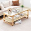 Rattan Coffee Table Rectangle Rattan Coffee Table 2-Tier for Living Room