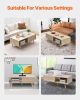 VEVOR Rattan Coffee Table Rectangle Rattan Coffee Table 2-Tier for Living Room