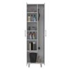 Nala Cleaning Cabinet, Double Door Cabinet, Four Legs, Five Shelves -White
