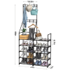 5 Tiers Shoe Rack,Shoe Rack Organizer, Shoe Rack & Coat Rack, Space-Saving Shoe Rack for Closet, Non-Woven Fabric Shoe Shelf,Black