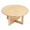 VEVOR Rattan Coffee Table Round Wood Coffee Table Single Tier for Living Room