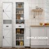 69" H Tall Bathroom Storage Cabinet with 2 Barn Doors and 1 Drawer, Narrow Storage Unit, Adjustable Shelves,Floor Cabinet for Bathroom, Living Room