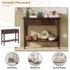 TREXM Rustic Console Table with Open Shelf, Rubber Wood Legs, Ideal for Entryways, Living Rooms, and Hallways (Espresso)