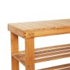 90cm Strip Pattern Tiers Bamboo Stool Shoe Rack for Kids Wood Color RT