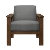 Gray Fabric Upholstered 1pc Accent Chair Walnut Finish Wood Durable Modern Home Furniture Padded Seat and Back