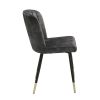 Modern Design Home Furniture Chairs Set of 2, Charcoal-hued Velvet Upholstery Channel Tufting Black Metal Legs with Gold-Finish Accent