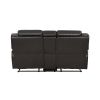 2pc Reclining Sofa Set Modern Design Living Room Furniture Sofa and Loveseat with Center Console Dark Gray Breathable Faux Leather Upholstery Contempo