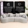 [VIDEO provided ]4 Seater Grey Sofa with Chenille fabric, 30D ,60 Hardness full sponge,4 pillow for Living Room
