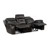 2pc Reclining Sofa Set Modern Design Living Room Furniture Sofa and Loveseat with Center Console Dark Gray Breathable Faux Leather Upholstery Contempo