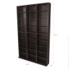Media Shelving Unit, 6 Fixed Shelves, 18 Adjustable Shelves, Wide Base for Stability in Espresso Brown