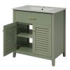 30-Inch Bathroom Vanity with Ceramic Sink Combination, Ample Storage - Features 1 Pullout and Multifunctional Shelf Dividers