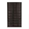 Media Shelving Unit, 6 Fixed Shelves, 18 Adjustable Shelves, Wide Base for Stability in Espresso Brown