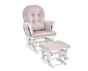 Mason Glider and Ottoman White Wood and Pink Fabric
