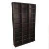 Media Shelving Unit, 6 Fixed Shelves, 18 Adjustable Shelves, Wide Base for Stability in Espresso Brown