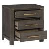 1pc Elegant Look Nightstand of 3 Drawers Gold Tone Pulls Brown Gray Silver Finish Modern Bedroom Furniture