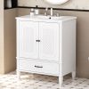 30" Bathroom Vanity with Sink Vintage Style, Multi-functional Storage Space, Door Shelf, Soft-closing Door, White
