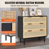VEVOR 3 Drawer Rattan Dresser, Boho Dresser, Rattan Chest of Drawers with Spacious Storage, Natural Rattan Dresser for Bedroom, Living Room & Hallway