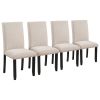 Faux Marble 5-Piece Dining Set Table with 4 Thicken Cushion Dining Chairs Home Furniture, White/Beige+Black