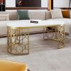 Modern Oval Coffee Table with Cut-Out Pattern Metal Stainless Steel Frame in 47.2"