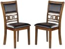 Dining Room Furniture Walnut Finish Set of 2 Side Chairs Cushion Seats Unique Back Kitchen Breakfast Chairs