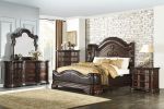 Royal Bedroom Cherry Finish Nightstand of 3 Drawers Ring Pulls Traditional Home Furniture