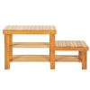 90cm Strip Pattern Tiers Bamboo Stool Shoe Rack for Kids Wood Color RT