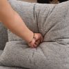 [VIDEO provided ]4 Seater Grey Sofa with Chenille fabric, 30D ,60 Hardness full sponge,4 pillow for Living Room