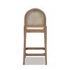 Panama 26.5" Curved Back Cane Rattan Counter Stool, Set of 2, Ivory White Boucle
