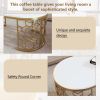 Modern Oval Coffee Table with Cut-Out Pattern Metal Stainless Steel Frame in 47.2"