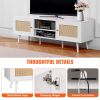 VEVOR Rattan TV Stand for 65 inch TV, Boho TV Stand with Rattan Door, Entertainment Center with Build-in Socket and USB Ports