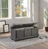 1pc Durable Storage Bench Dark Gray Finish Foam Cushioned Seat Upholstery Flip-Top Seat Solid Wood Home Furniture