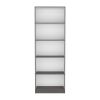 Home 4 Shelves Bookcase with Multi-Tiered Storage -Matt Gray / White -Office