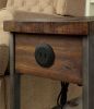 Modern Rustic Design 1pc Side Table / Nightstand Multi-Colored Panels Oak Finish USB Outlet Sofa Side Table Home Furniture