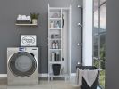Nala Cleaning Cabinet, Double Door Cabinet, Four Legs, Five Shelves -White