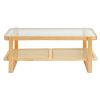 Rattan Coffee Table Rectangle Rattan Coffee Table 2-Tier for Living Room