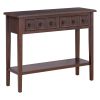 TREXM Rustic Console Table with Open Shelf, Rubber Wood Legs, Ideal for Entryways, Living Rooms, and Hallways (Espresso)