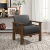 Dark Gray Fabric Upholstered 1pc Accent Chair Walnut Finish Wood Durable Modern Home Furniture Padded Seat and Back