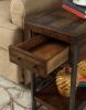 Modern Rustic Design 1pc Side Table / Nightstand Multi-Colored Panels Oak Finish USB Outlet Sofa Side Table Home Furniture