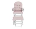 Mason Glider and Ottoman White Wood and Pink Fabric