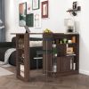 Modern Bar Cabinet with Rotating top, Counter Height Dining Cabinet with 6 Storage space and 2 Ribbed Glass Door for Kitchen