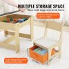 VEVOR Kids Table and Chair Set, Wooden Activity Table with Storage Space and Boxes, Kids Play Table for Toddlers Art, Craft, Reading, Learning