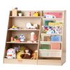 VEVOR 4-Tier Kids Wooden Bookshelf, Six-Layer Sling Bookcase, Baby Storage Book Rack, Book Toy Organizer Cabinet, for Kids Room, Playroom