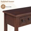 TREXM Rustic Console Table with Open Shelf, Rubber Wood Legs, Ideal for Entryways, Living Rooms, and Hallways (Espresso)