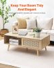 VEVOR Rattan Coffee Table Rectangle Rattan Coffee Table 2-Tier for Living Room